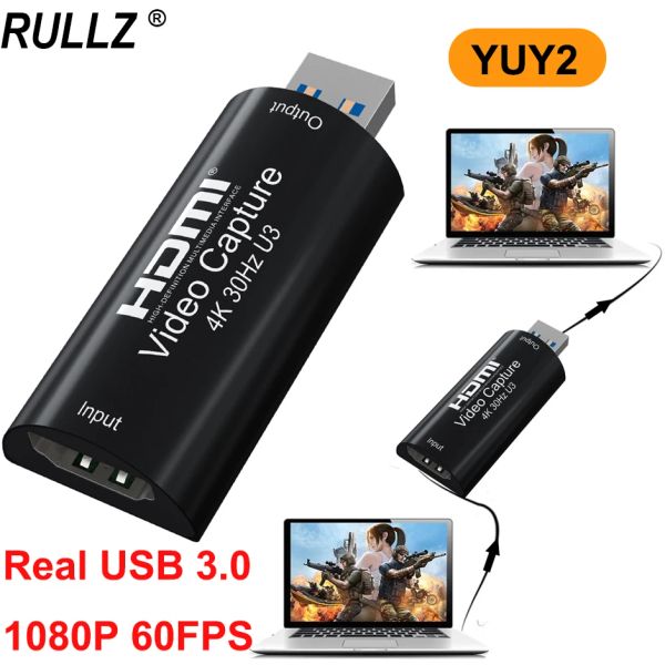 Lens MS2130 Mini 4K Video Capture Card 1080p 60fps PS4 Câmera de gravação Caixa HDMI para USB 3.0 PC Streaming Live Grabber Game Game Recorder