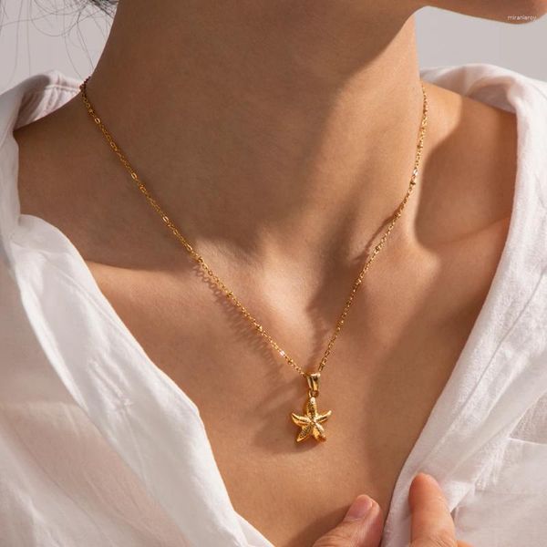 Collane a pendente uworld in acciaio inossidabile stellina starfish collana testurita realistica da donna alla moda di gioielli impermeabili per festi