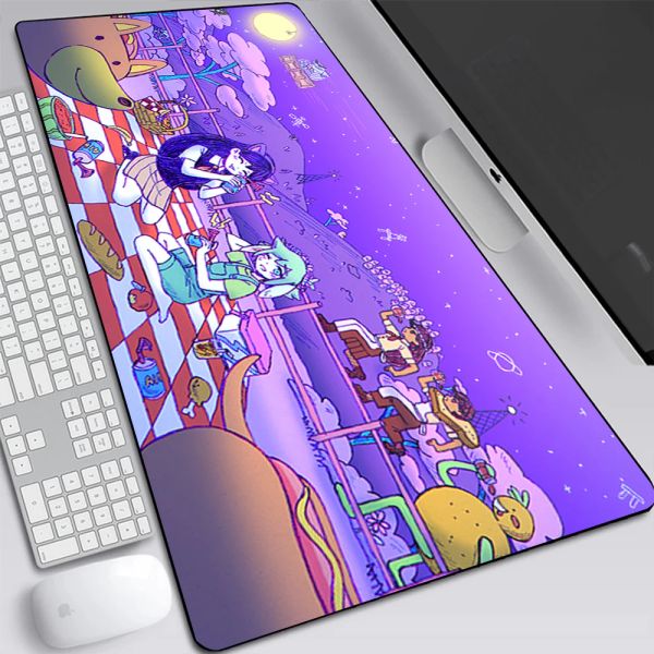 Pads Anime Omori Большой игровой мыши для мыши компьютер ноутбук Mouseepad Клавиатура настольная наставка Mat PC Gamer Mouse Mate Silicone Office Mausepad