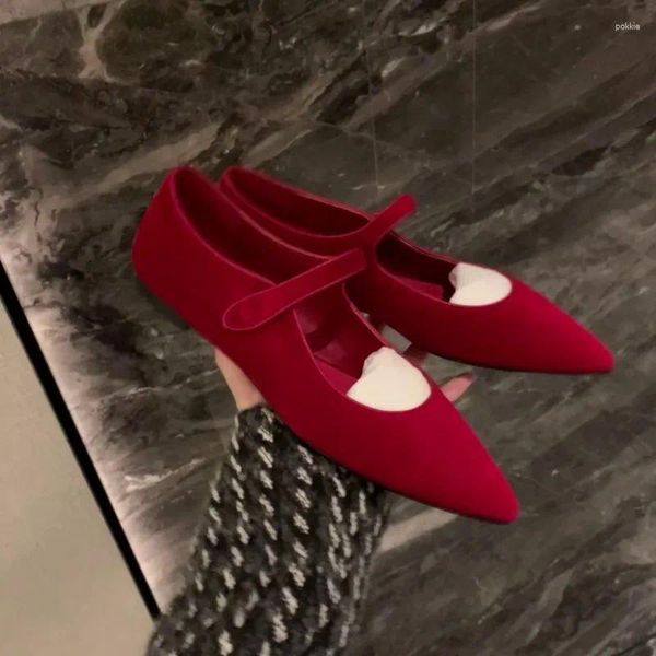 Sapatos casuais mulheres planas moda francesa pontia a veludo fivela mary jane toe aparts designer de luxo para