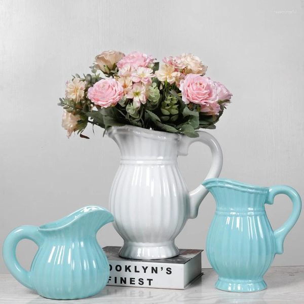Ceramica di stoccaggio cucina semplice tavolo di moda moderna fiori secchi soggiorno decorazione per la casa in stile europeo piccolo vaso