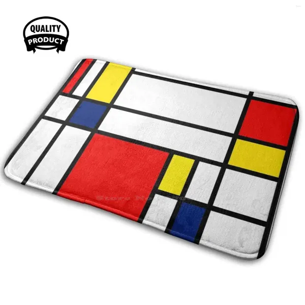 Halılar Mondrian Kompozisyonu 3D Yumuşak Slip Olmayan Mat Halı Halı Yastık Piet Soyut Desen Hollanda Hollanda Sanat Die Stijl