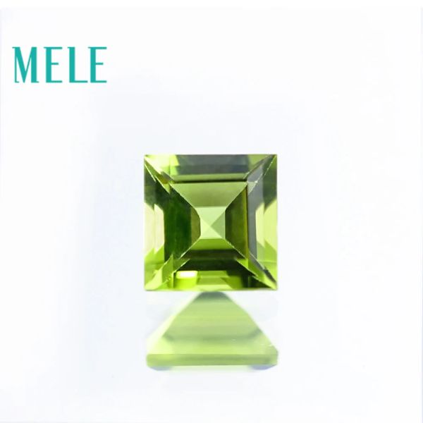 Gemstones Mele Natural Peridot Stone для изготовления ювелирных изделий, 6 ммх6 мм квадратный срез, зеленый свободный цвет драгоценного камня и яркий с высоким качеством