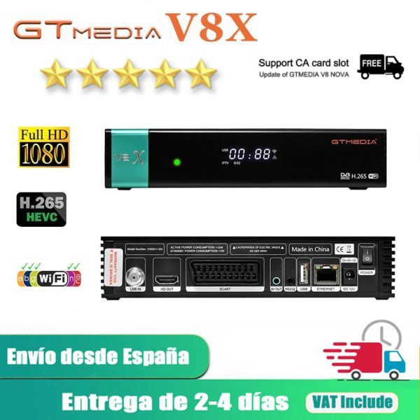 Ricevitori Ultimo aggiornamento GTMedia V8X Ricevitore satellitare DVBS2X Incorporato in WiFi H.265 con supporto Digital Decoder Mars Forever IKS