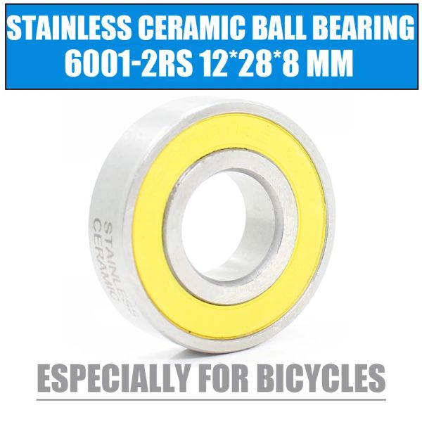 Kılıflar 60012RS Paslanmaz Rulman 12*28*8 mm 1pc ABEC3 6001 RS Bisiklet Hub Ön arka göbek tekerleği 12 28 8 Seramik Toplar Yatak