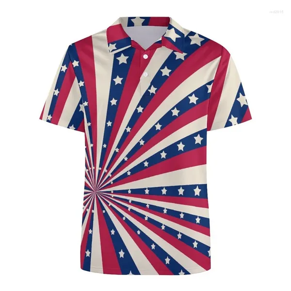 Polos maschile retrò American USA Flag 3d Stampa 3D Shirt per uomini Donne grafica a maniche corte Tees Streetwear Shirt Shirt