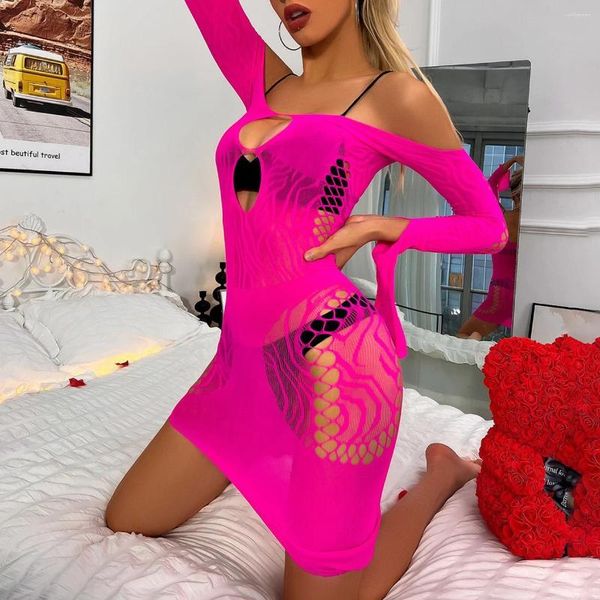 Abiti casual erotici rosa in rosso lingerie sexy abito sexy femminile da donna a v-collo abbigliamento da sonno abbigliamento da sonno a maglietta