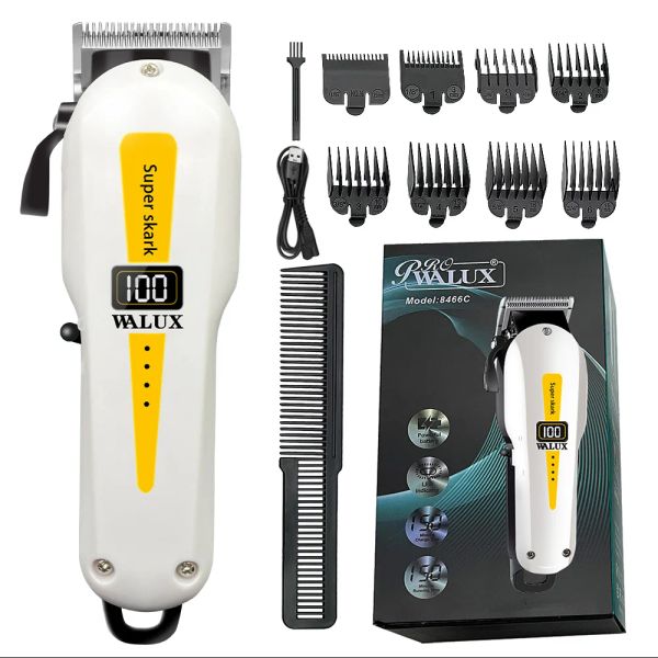 Clippers Cabelo profissional Clipper poderoso lítio bateria USB TRIMER CARGELHE LCD Display Home Homem Máquina