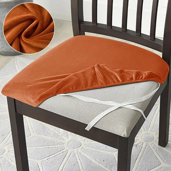 Tampa a capa de cadeira de veludo prateado para jantar em casa banquete de cozinha no escritório spandex esticar almofada macia assento de capa