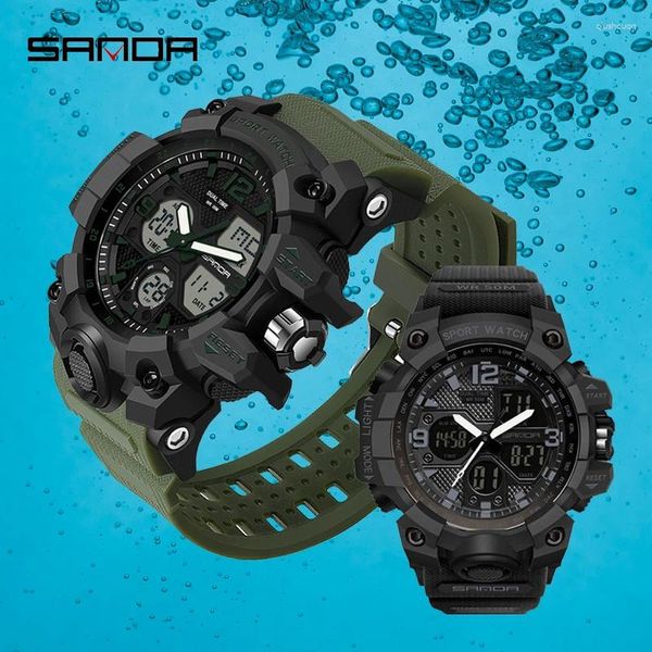 Orologi da polso Sanda 6030 942 Uomini e donne Outdoor Sport Coppie Guarda gli orologi digitali dell'amante impermeabile LED Casual LED