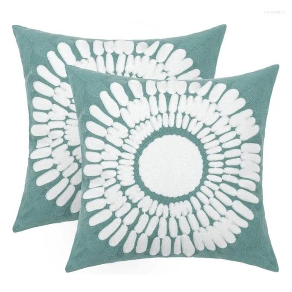 Cuscino pacchetto di inyahome di 2 cover decorativi verde acqua per decorazioni per custodia ricamata da fattoria girasole boho chic