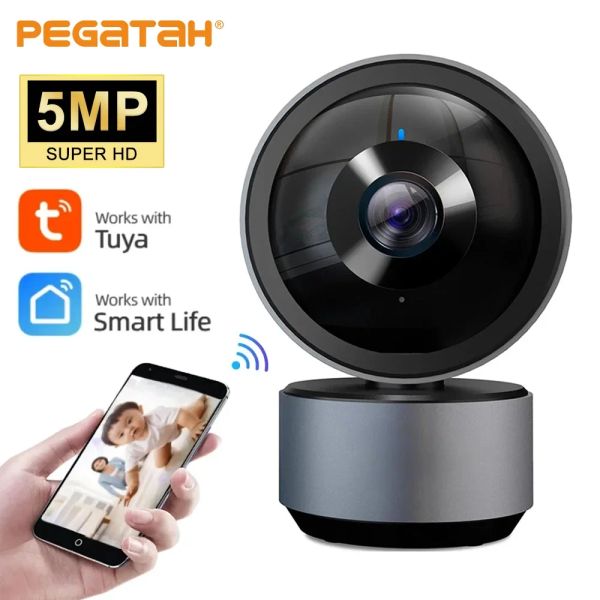 Kameras Pegatah Tuya 5MP IP -Kamera WiFi Tuya Smart Home HD Nacht Vision Zwei -Wege Audio Auto Tracking Cloud Smart Home Kamera