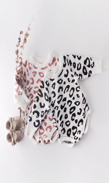 Roupa de designer de garotas malha de malha de manga longa Oneck leopard estampa Romper 100 algodão Spring outono quente Roupas de bebê 0241465582