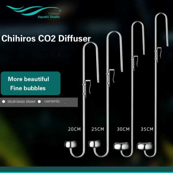 Aquários Chihiros CO2 Difusor de aço inoxidável de aço minúsculo aquário aquário de carbono reposição de planta tanque de peixes clipe de atomizador de CO2