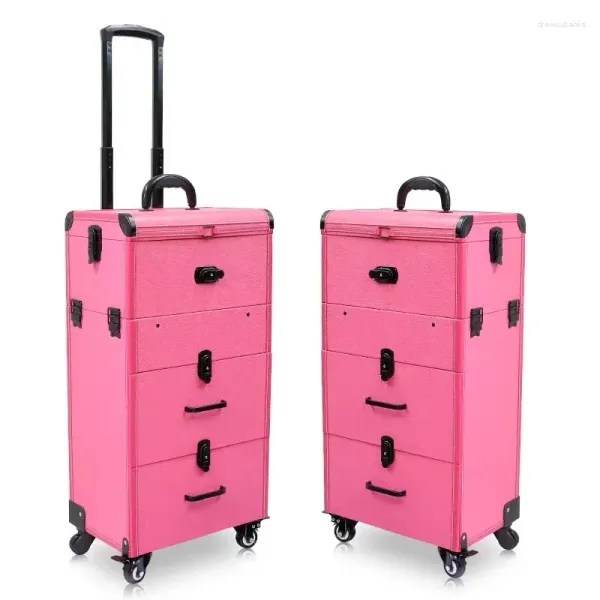 Koffer Koffer Frauen Frauen große Kapazität Trolley Kosmetische Rolling -Gepäckbeutel Nägel Make -up Toolbox Multilayer Beauty Tattoo Anzug