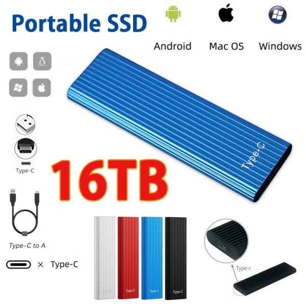 Guida mini SSD ad alta papacità USB3.1 Typec ad alta velocità portatile da 30 TB da 8 TB da 8 TB Materiale di superficie opaca del metallo esterno disco esterno