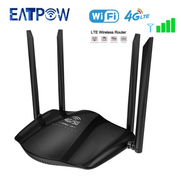 Os roteadores EatPow New Home 4G Roteador Wi -Fi SIM CARTO CARTO DE 300 MBPS SIM sem fio SIM 4G LTE 4* 5DBI Antenas Wi -Fi Universal WiFi SIM Cartão SIM