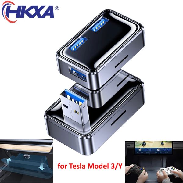 Estação de ancoragem de luvas de hubs para Tesla Modelo 3/Y 3 em 1 Usb Hub Intelligent Docking Station USB 3.0 Hub Splitter USB para Windows Mac