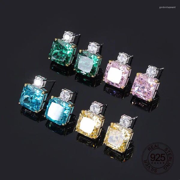 Brincos de pântano formar quadrado rosa amarelo azul verde cor verde corte de alto carbono diamante 5a zircão