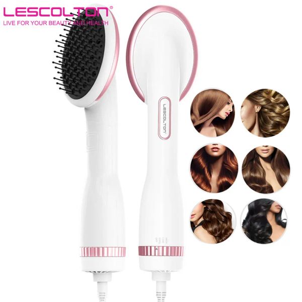 Secador lescolton escova de ar quente um passo de cabelo secador de cabelo alisador de cabelos para todos os tipos de cabelo, elimine o cabelo emaranhado de frisado