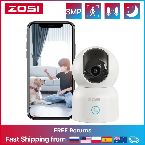 Kamera Zosi 3MP Babyphone 2,4 g/5g 360 ° Pan/Tilt PET Smart Security IP -Kamera AI Human Tracking 2K HD WiFi Überwachungskameras