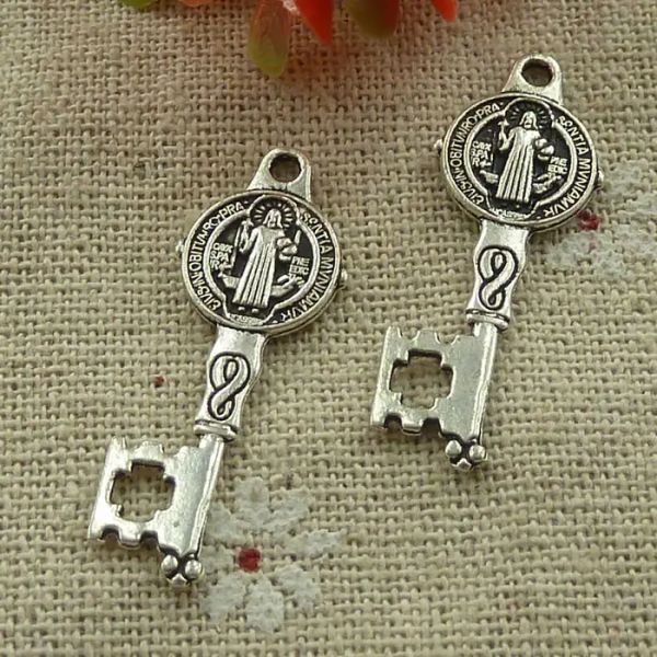 Charms 135 peças Tibetano Silver Key Charms Pingente 33x12mm C3054 Jóias Finding Craft