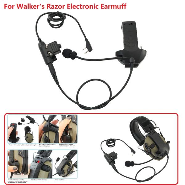 Blades Microfon PTT für Walkers Rasiermesser -Geräusch -Stündungskopfhörer Airsoft Tactical Headset Elektronische Schießen Ohrenschützer