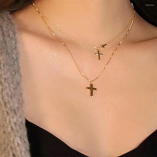 Anhänger Halsketten Christian Jesus Kreuz silberne Farbe Langkette einfache Anhänger für Frauen Männer Mode Schmuck Weihnachtsgeschenke