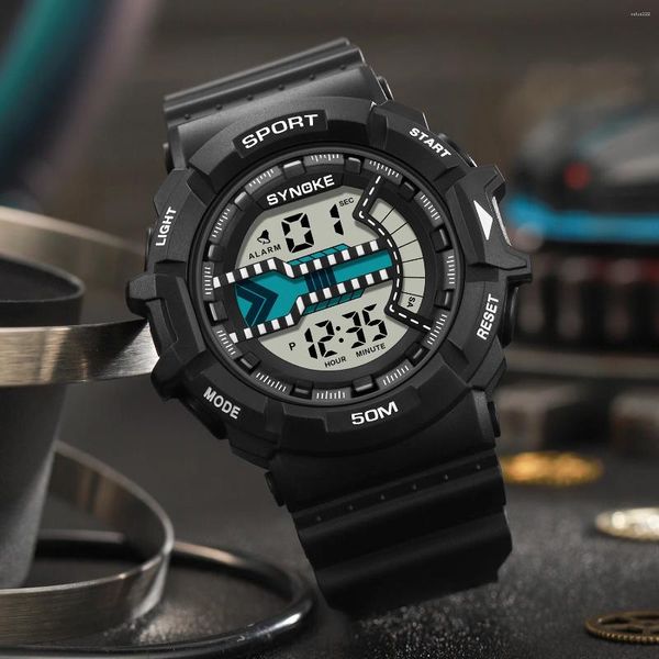 Relógios de pulso Synoke Sport Digital Watches Men Wrist Watch Relógio Eletrônico de Relógio de Relador de Relador de Relador de Reluj