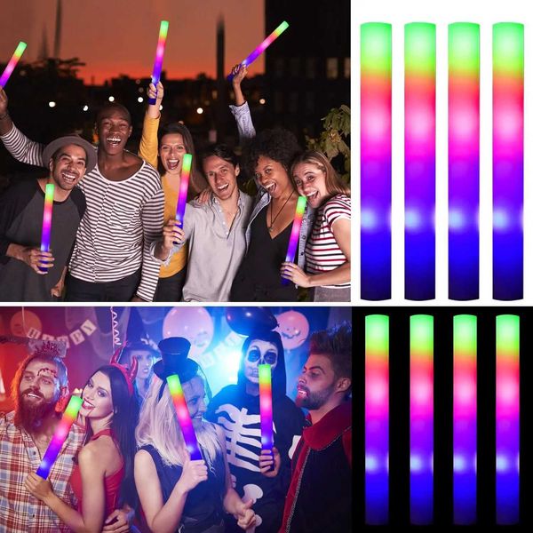 Andere Event -Party liefert 10/30pcs LED -Schaum -Glühstangen Hochzeitsfeier Leuchtstäbe mit 3 Modi Bunte blinkende Sticks Neon Party Gefällt mir T240422