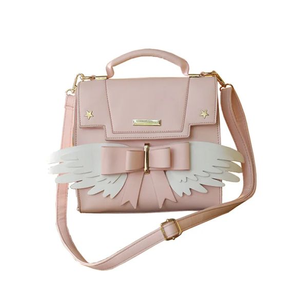 Secchi da donna anime card rapitore sakura lolita spalla borse a mano botola cross body with wing