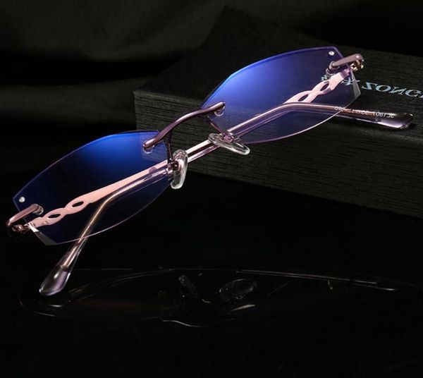 Óculos de sol Titanium Frame Ultra Light Rimless Diamond Cut Women Luxury Reading Glasses 075 1 125 15 175 2 225 25 a 4Sunglas7180159