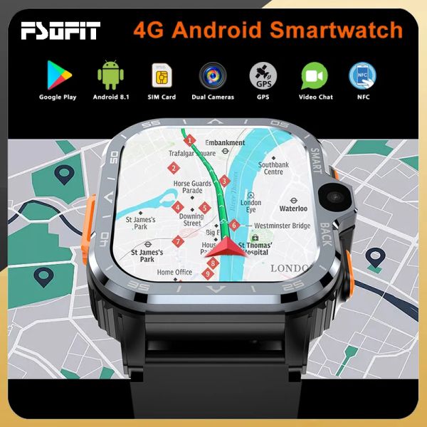 Steuerung von 200+800W Dual Camera 4G Network Smart Watch 2.03inch GPS WiFi SIM NFC Rugged 64G ROM Storage Google Play IP67 Android SmartWatch