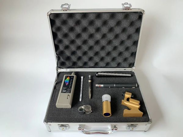 Apparecchiature nuove!Set di strumenti per tester diamantato professionale in scatola, con chiarezza, dimensioni, colore, test di taglio, set di strumenti fai -da -te per la creazione di gioielli