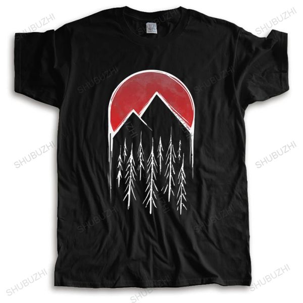 Gömlekler Vintage Twin Peaks Tişörtler Erkek Kırmızı Çam Ağacı Ay Yüksek Kalite Üstler Kısa Kollu Moda Tshirt O Boyun Pamuk Tee Hediye