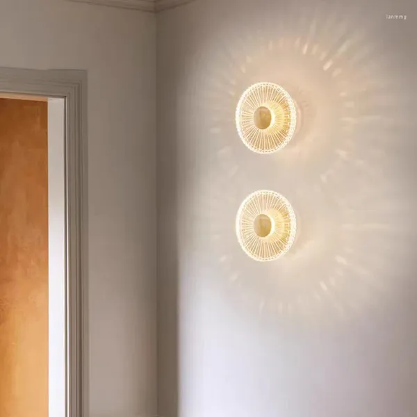 Wandlampe rund Acryl LED LED Light Gold Messing Modern für Schlafzimmertreppen Gang Paron 3 Veränderliche Tropfen