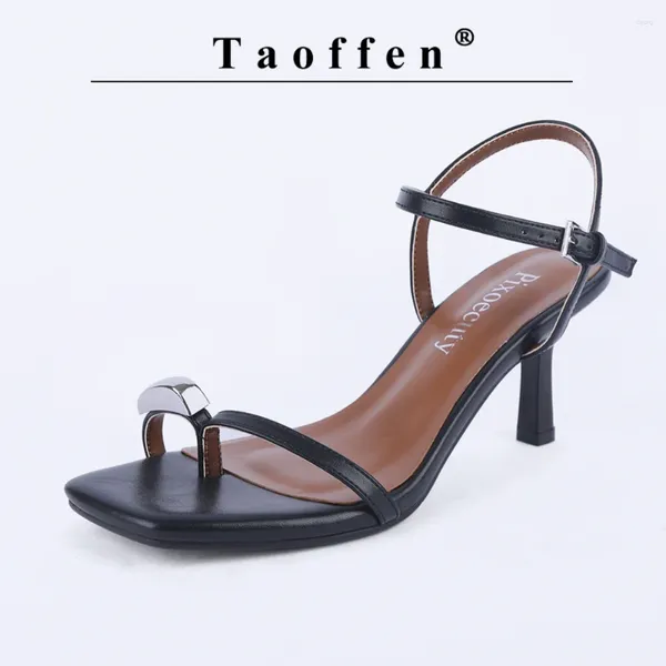 Kleiderschuhe Taffen Mode dünne Heels Frauen Sandalen handgefertigt offener Toe Square Modern Schnalle Schmale Band Slingback