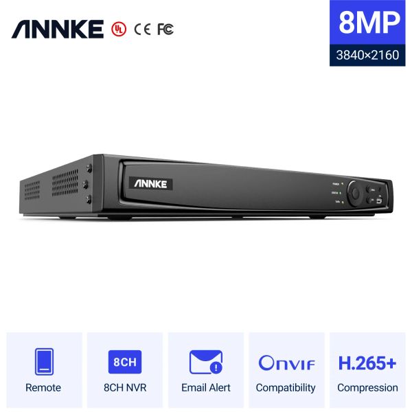 Lens Annke 8MP 8CH POE Video Registratore 4K H.265+ Motion Rileva NVR per HD POE 2MP 4MP 5MP 6MP 8MP IP Camera Surveillance Security