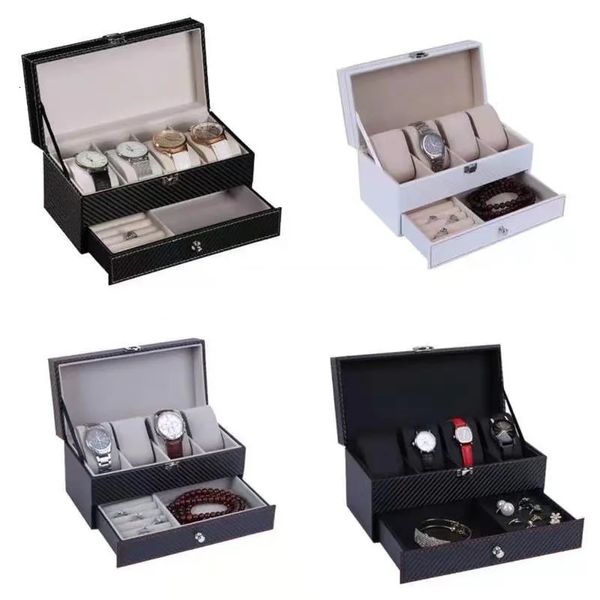 4grids Case di orologio in fibra a doppia carbonio/ 6girds Hold Watch Holtod Organizer Box per le scatole di gioielli in quarzo Display 240412