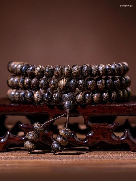 Orecchini di collana impostati di alta qualità Real Naturan Eaglewood Bracciale Vecchio Materiali Buddha perle per donne uomini Rosario