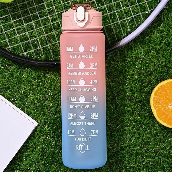 Bottiglie d'acqua gradiente color tazza studentessa 800 ml di grande capacità -alimentazione sports di fitness esterno Scala della paglia Supporto per ventole paglia