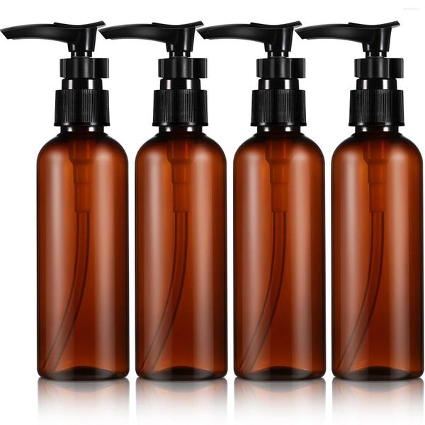 Bottiglie di stoccaggio 4 pezzi Vero Pompa ricaricabile Pompa in plastica Lozione Shampoo Spegnere Cosmetici Distributori di profumi