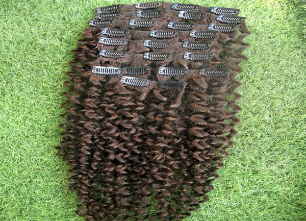 Billiges menschliches Haar versauter lockiger Clip in menschlichem Haar Erweiterungen 9pcsset Mongolisch Afro versauter lockiges Haar Vollkopfclips Ins 2327096
