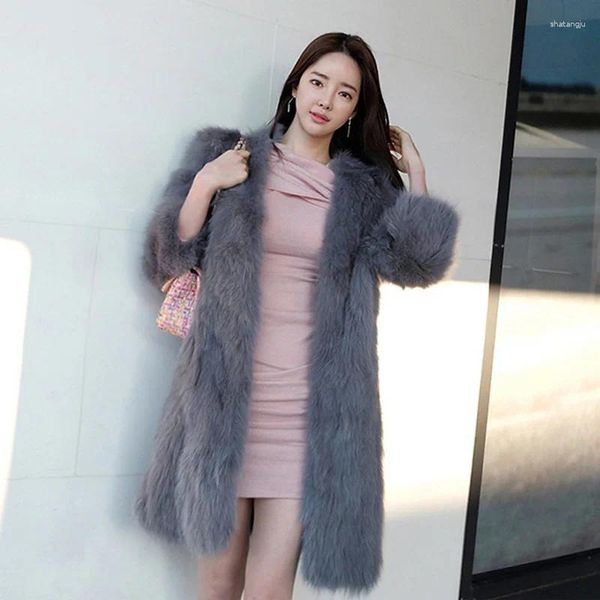 Kadınlar Kürk Sonbahar ve Kış Özel Teklif Paltosu Haining Sahte Saç Orta Uzunluk Büyük Avrupa Moda Top