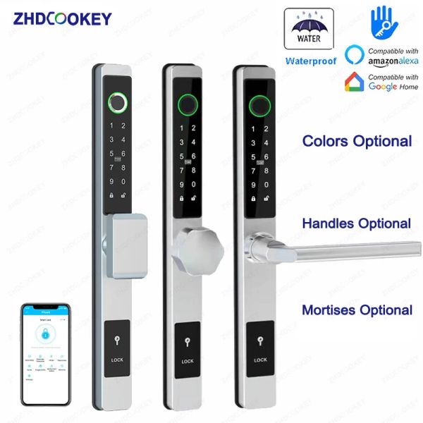 Controllo Zhdcookey Electronic Port Lock App Remote Unlock Waterproof Fingerprint Ic Card Password in lega di alluminio Porta scorrevole Smart Locks Smart