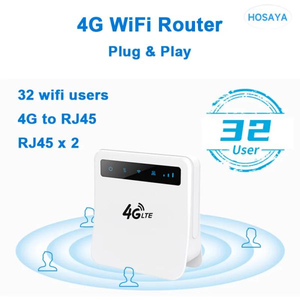 Roteadores 4G SIM CARD WIFI ROUTER 4G LTE CPE32 Usuários de WiFi RJ45 Wan Lan Wireless Modem Hotspot 4G Modem
