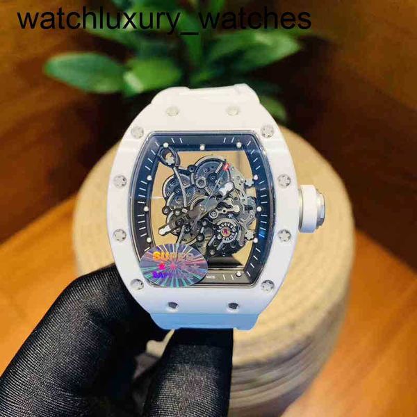 Guarda il designer Richamill Luxury Owatch da polso RMS055 MECCANICO MECCANICO UN MECCANICO MECHANICO ALL WHITE CERAMICA PERSONALIZZAZIONE