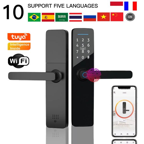 Controllo Phipulo Tuya WiFi Digital Electronic Smart Door Lock con tastiera Smart Card Biometric Tasto Smart Card Unlock