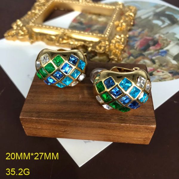 Brincos de brincos retro clássicos ocidentais Declaração de pedra de pedras verdes joias de vidro azul verde para presentes de casamento femininos