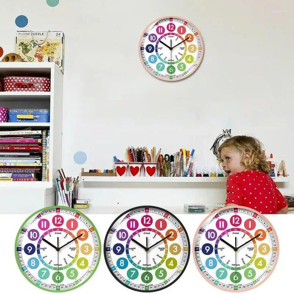 Relógios de mesa Crianças Aprendendo relógio de 10 polegadas que não toca aprende a contar a decoração de parede de quarto análogo do tempo